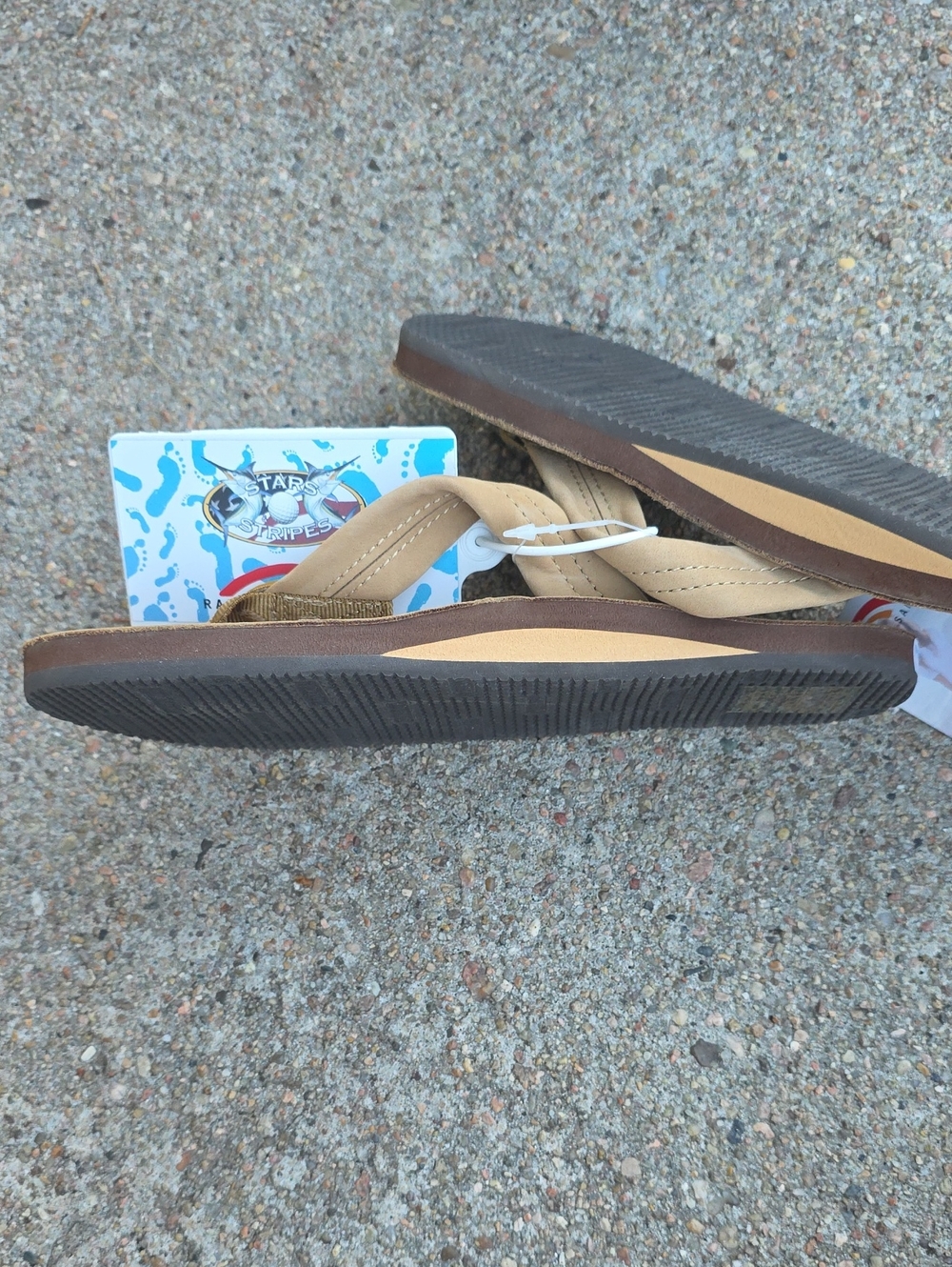 NWT Rainbow 301 ALTS Leather Sierra Brown Single Arch Flip Flops - Picture 4 of 11